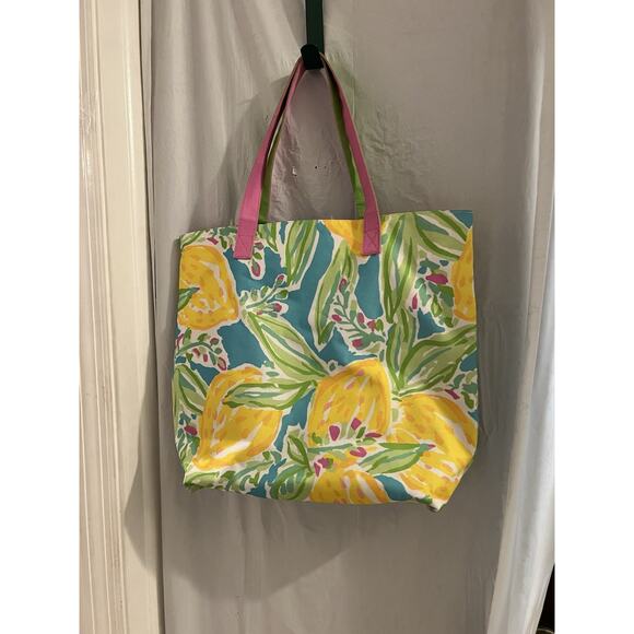 LILLY PULITZER For ESTEE LAUDER Tote Bag Watercolor Lemons Beach Colorful - Picture 3 of 5
